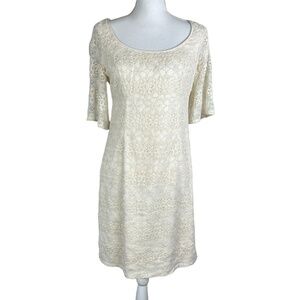 Adrianna Papell Women's Ivory Cream Lace Dress Sz 6 Empire Waist Baptism Wedding